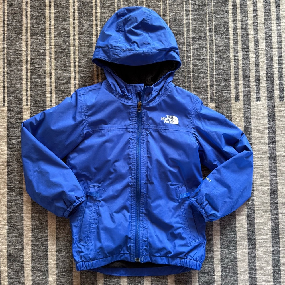The North Face Fleece Lined Blue Hooded Rain Jacket